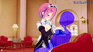 Ram and Rem share intense emotional sex in Re Zero hentai.