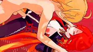 Mavuika's hot pussy needs something wet to cool it down in Genshin Impact hentai game