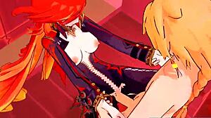Mavuika's hot pussy needs something wet to cool it down in Genshin Impact hentai game