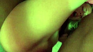 Skinny submissive teen gets folded for deepthroat gagging and tight pussy squirting with cum on face.