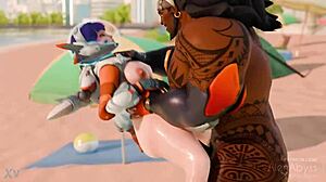 Overwatch Juno Hints at Getting Clapped by Big Monster Cock in Azur Lane Ass Scene