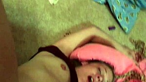 Skinny submissive teen gets folded for deepthroat gagging and tight pussy squirting with cum on face.