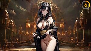 Succubus leads intense edge training with jerk off instructions in asian black cum hentai game episode 2