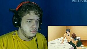 Watching the animation where boobs bounce in episode 01.