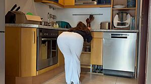 Roommate Pounds Tight Pussy in Kitchen with Rough Doggystyle and Creampie Finish
