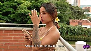 latina teen slut seduces delivery guy into rough outdoor pounding