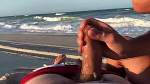 Milf jerks big cock in public beach ejaculation anime