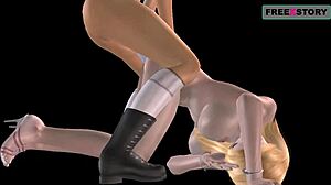 An animated 3d cartoon porn video of cute girls having lesbian fun using strapon one girl fucking another girl in doggy style