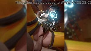 Intense overwatch hentai with d.va, widowmaker, and tracer