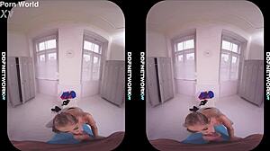 Tattooed girl seduces with blowjob in locker room