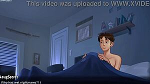Whoa, hot stepmom sneaks under table sucking huge cock 😈 horny milf in summertime saga 3d game