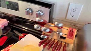 baking cookies with sweet blonde stepdaughter lola cheeks