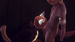 Fox sucks boy's cock then licks his ass in furry yaoi anime action