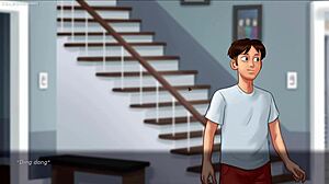 Caught stepsis jenny playing with her big boobs in summertime saga 3d game!