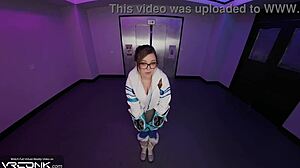 Chubby Mei rides huge cock in VR