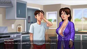 jenny shows her huge boobs in summertime saga game