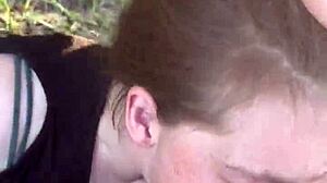 Whoa, Redhead Teen Slut Takes Sloppy Face Fucking Outdoors!