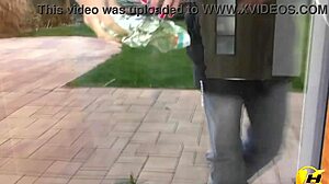 i wash windows without bra, pushing huge tits and ass to window