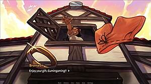 Pig princess caught by girlfriend's dad in hentai game