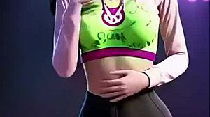What fiery dance does d.va perform in overwatch hentai cosplay?