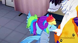 Digimon My Little Pony Yaoi - Renamon And Rainbow Dash Handjob Blowjob Fucked With Creampie In Ass - Yiff Anime Manga Gay