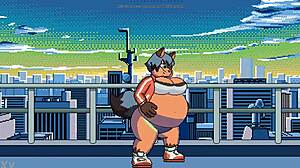 Michiru experiences detailed belly inflation in anime