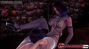 Big tits & high heels action for sexy elise - cunnilingus face-sitting until explosive orgasm in 3d hentai