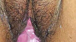 Beautiful Pussy Up Close on Latina Milf with Wet Lips and Vibrator Toys
