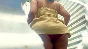big ass flashing in beach cabin with huge lingerie mommy