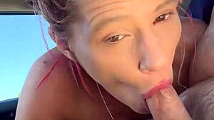 real hooker in car letting guy cum in mouth then sucking it off