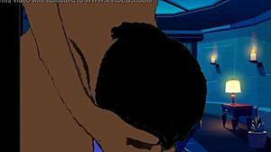 Sex animation with black ebony cunilingus and licking