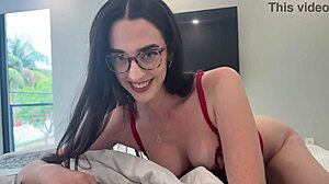 curvy stepsister gets excited trying on lingerie