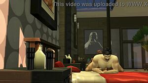 帅哥Sims 4情侣在泳池和床上整夜猛捅屁股！