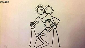 年轻健壮男人吹两个家伙在Stickman动画中