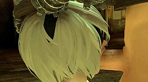 B2从尼尔自动人形与最终幻想Claude Hentai角色在3D色情镜头中激烈吸吮和操干