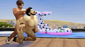 帅哥Sims 4情侣在泳池和床上整夜猛捅屁股！