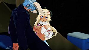 tsunomaki watame gets her pussy fucked hard by big cock in anime hentai