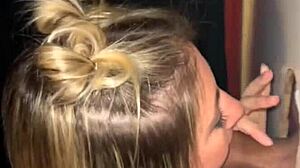 Hotwife sucks stranger at gloryhole, then lets him fuck her inside.