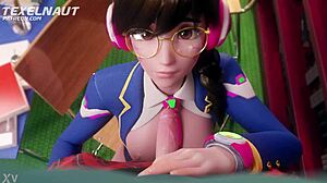 Overwatch Dva Performs Deepthroat Blowjob
