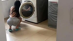 I catch hot neighbor with big ass washing clothes and take her hard.