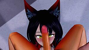 Animated 3D hentai blowjob with reverse cowgirl position catching all cum