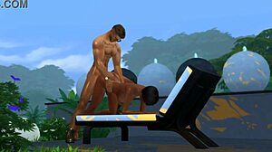 Hunky sim gives passionate blowjob, then sweaty sex with cum in mouth