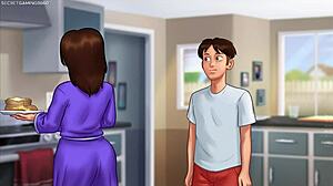 can busty milf stepmom debbie handle her horny tenant's massive natural boobs in summertime saga