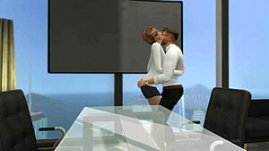 A muscular boss fucks his slutty secretary in the office.