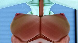 big tits jerking off cock in titty fuck action