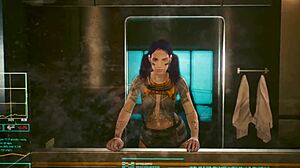 夜之城女同志Valerie和Panam Palmer跳舞狂干