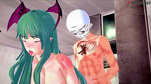 morrigan bathing in public baths with bikini on sheer fantasyking3