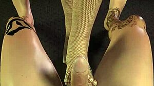 geeky angel girl in pov footjob scene