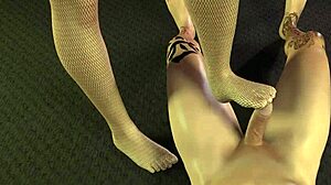 geeky angel girl in pov footjob scene