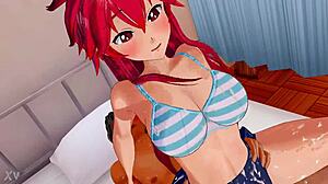 Ruivinha peituda gostosa de anime hentai fazendo reverse cowgirl bem gostoso